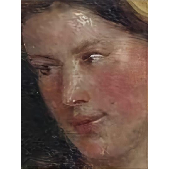 Miniature Portrait Oil on Panel – Tronie Inspired by Vermeer