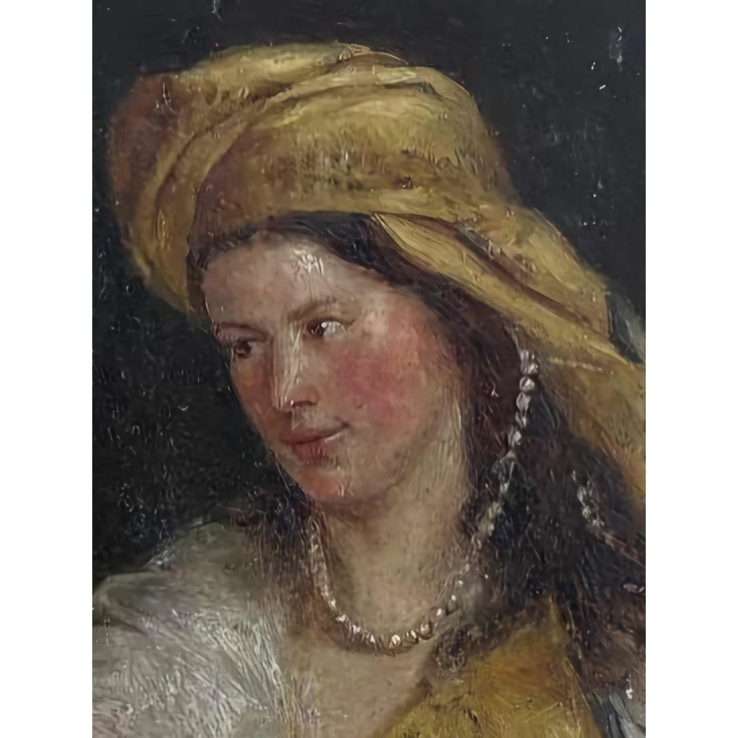 Miniature Portrait Oil on Panel – Tronie Inspired by Vermeer