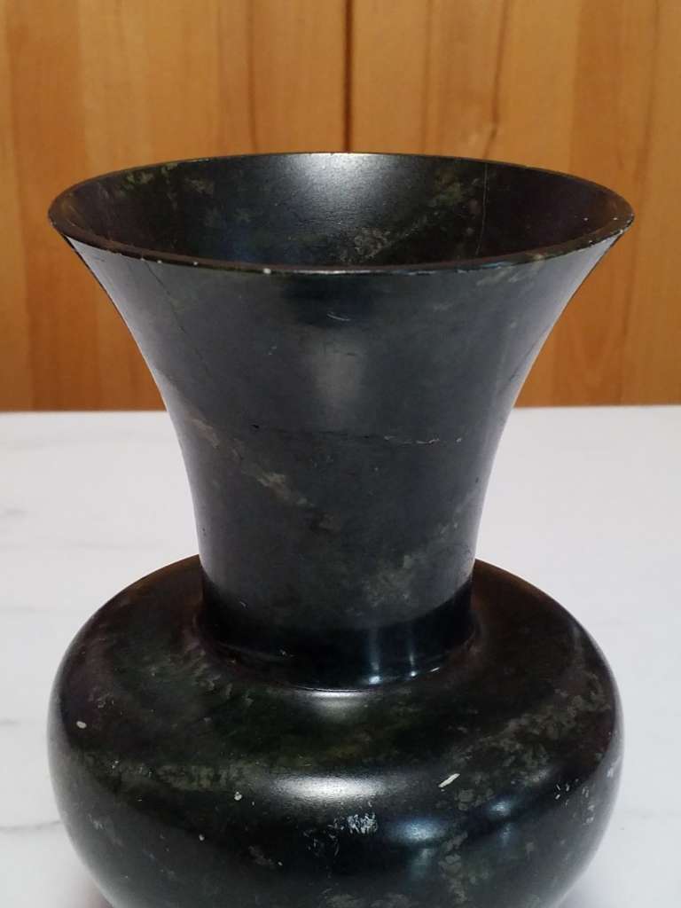 Antique Spinach-Green Nephrite Jade Vase