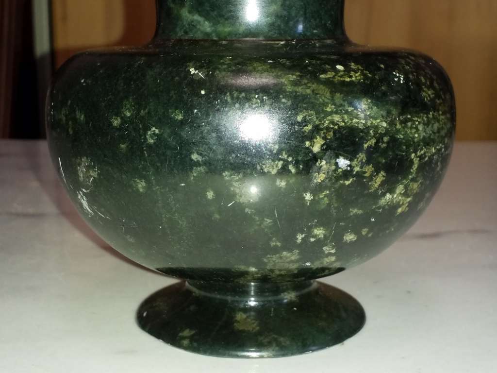 Antique Spinach-Green Nephrite Jade Vase
