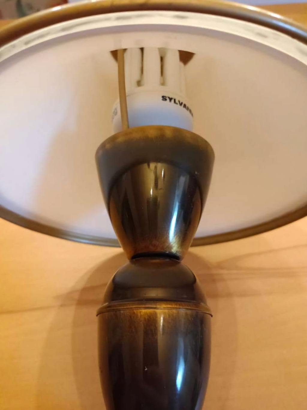 Romantic Pair of Brass & Glass Table Lamps