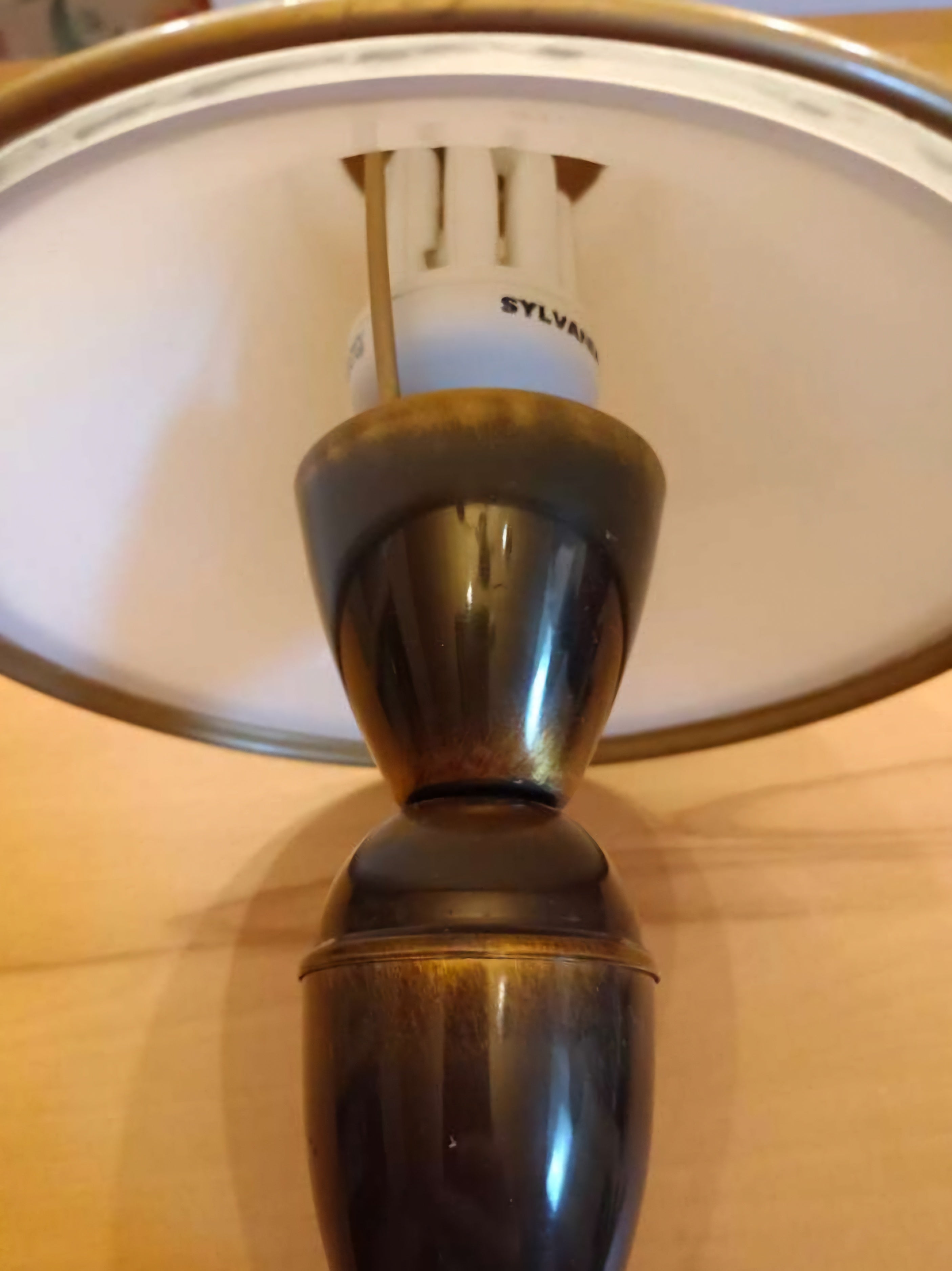 Romantic Pair of Brass & Glass Table Lamps