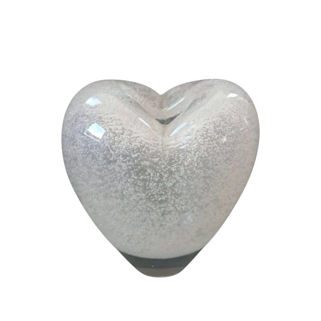 Murano Glass Heart Vase – Silver Bubble