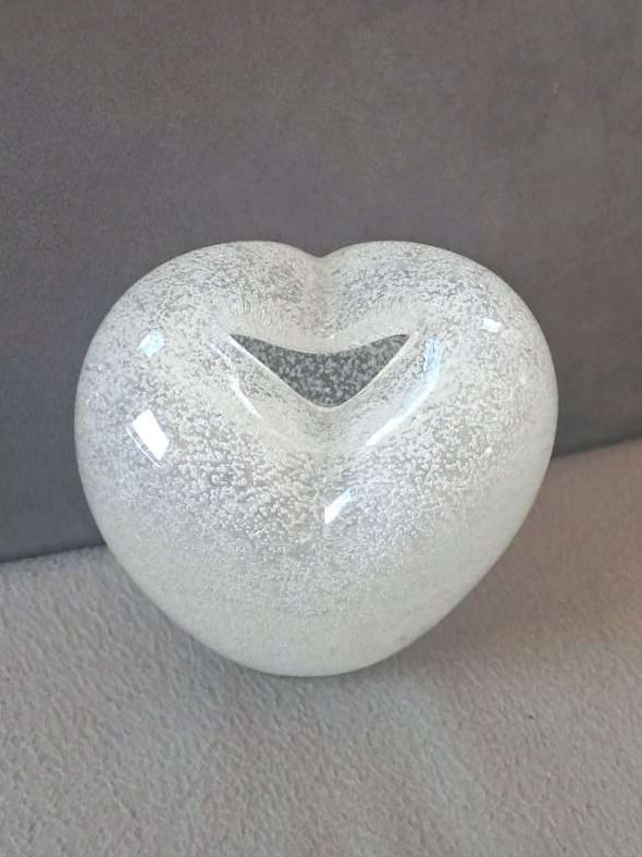 Murano Glass Heart Vase – Silver Bubble