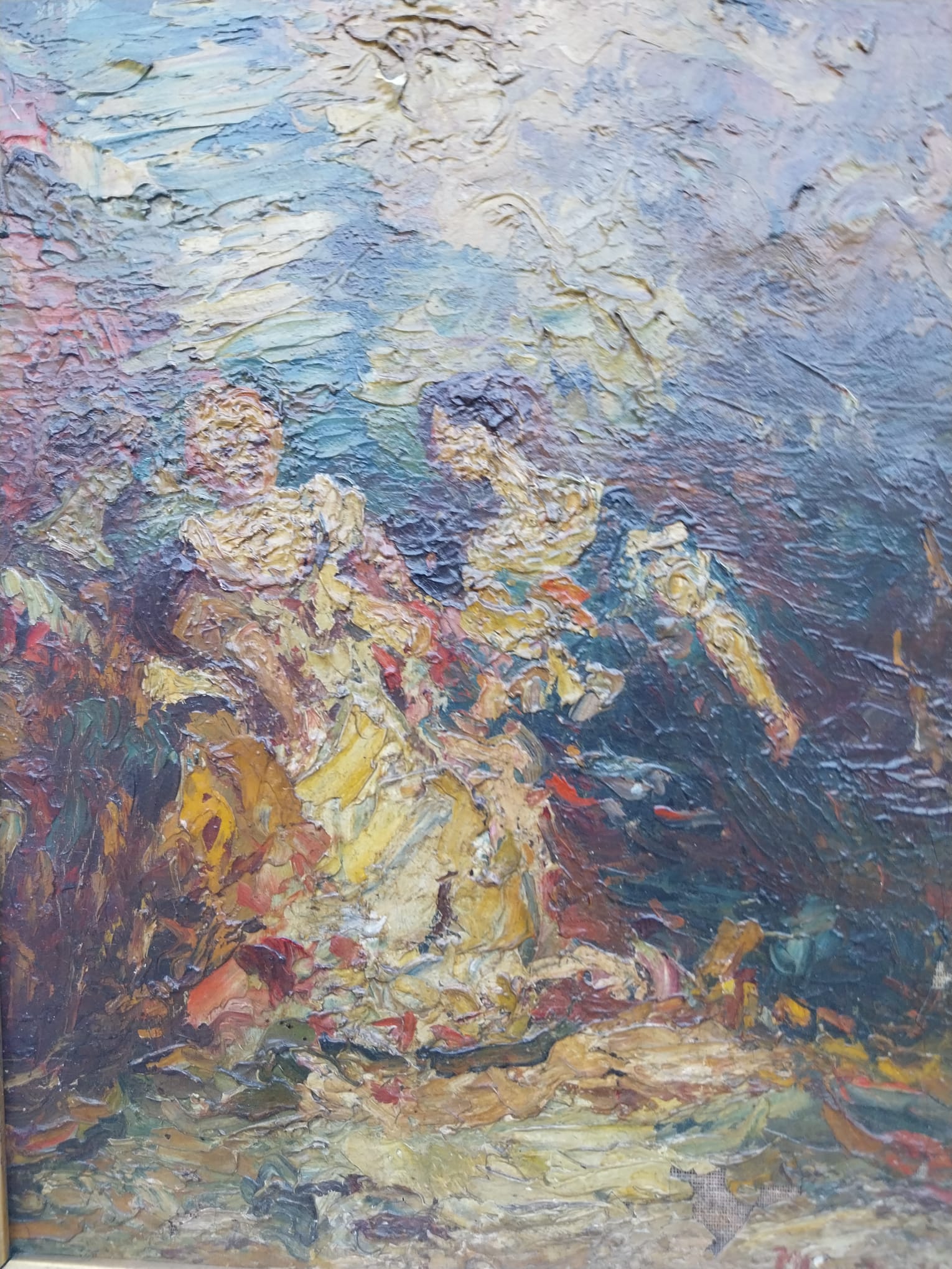 Signed Oil on Canvas "Three Elegant Ladies in a Park"+ Expert Certificate, Adolphe Monticelli, 19th Century