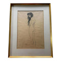 Standing Female Nude by Gustav Klimt, Penicil on Paper, Hand Signed, 1910s