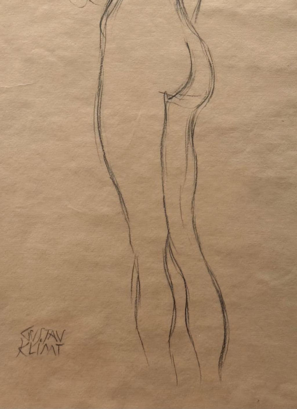 Standing Female Nude by Gustav Klimt, Penicil on Paper, Hand Signed, 1910s