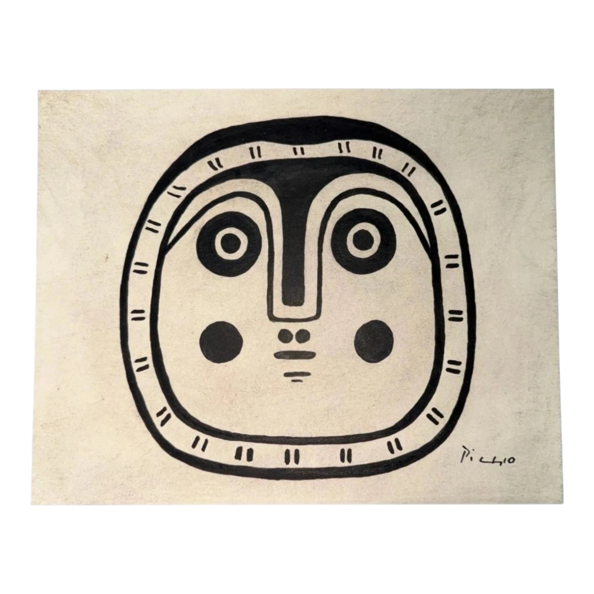 Bold Modernist Mask by Pablo Picasso on Paper, Hand Signed, 1960s