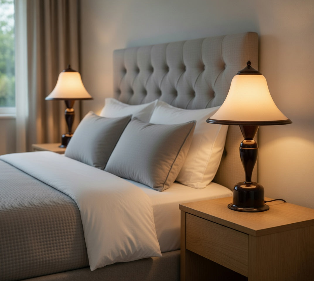 Romantic Pair of Brass & Glass Table Lamps
