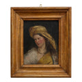Miniature Portrait Oil on Panel – Tronie Inspired by Vermeer