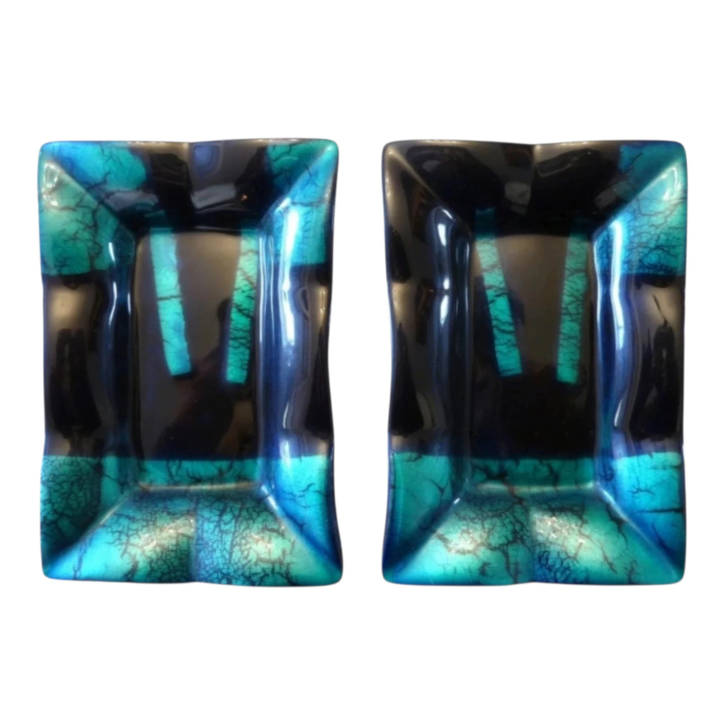Luxury Iridescent Crackle Glass Serving Dishes – Set of 2