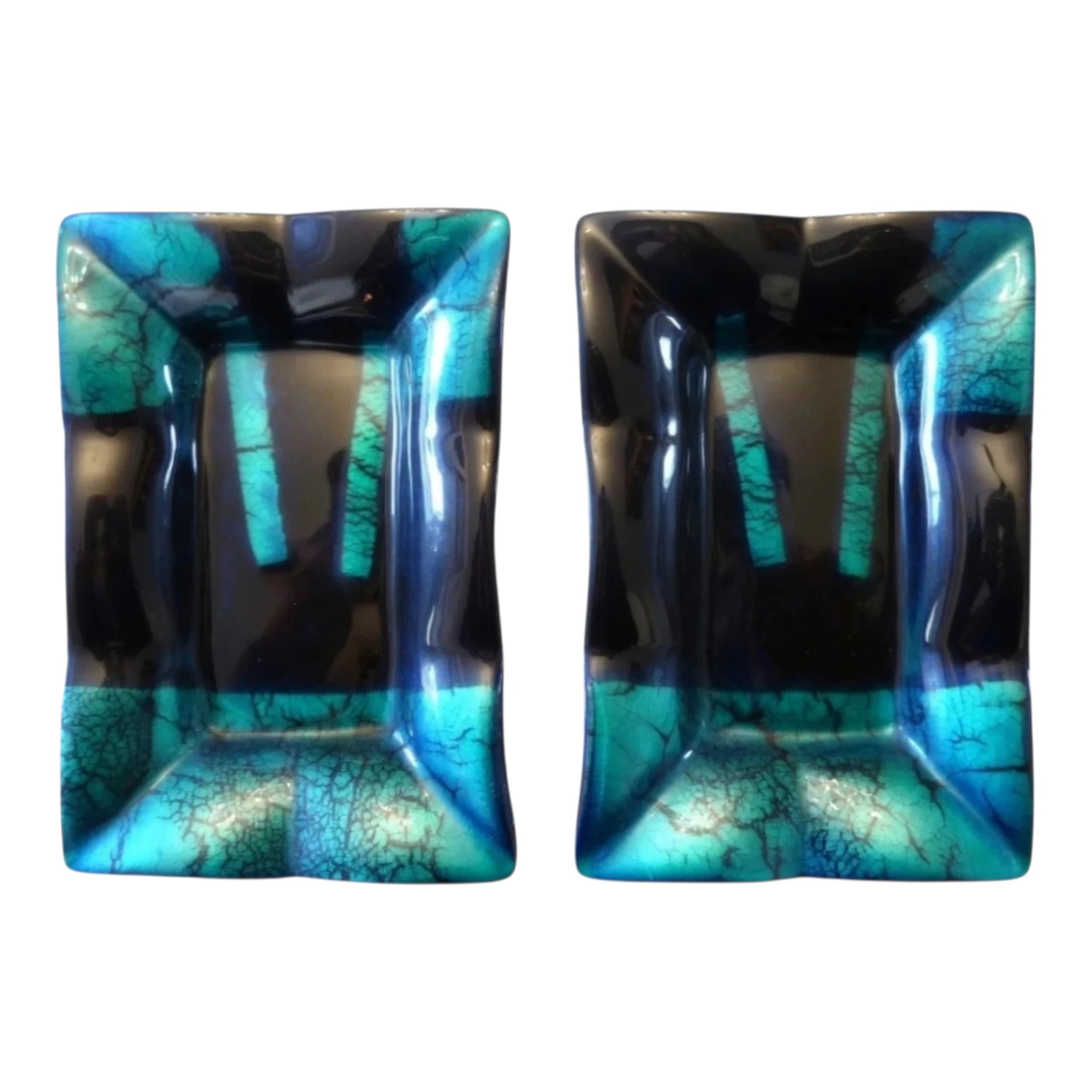 Luxury Iridescent Crackle Glass Serving Dishes – Set of 2